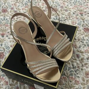 L. Miller Gold Strappy Heels